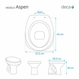 Tampa de Vaso Sanitario com Amortecedor Aspen Branco para Bacia Deca - 2 Tampa de Vaso Sanitario com Amortecedor Aspen Branco para Bacia Deca - 2