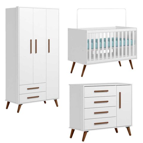 Jogo de Quarto Infantil Q Encanto Retrô Branco Qmovi