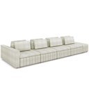 Ver imagem 1 de Sofá Ilha com Puff para Sala Living 505cm Amber M03 Bouclê Bege Claro - Lyam Decor