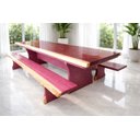 Ver imagem 2 de Mesa Madeira Maciça Roxão - Tampo(3,0mts X 0,85mts) 02 Bancos (3,0mts X 36cm) -pés Taça - 10 Lugares