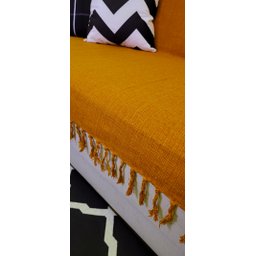 Manta Xale para sofá e cama 1,50x2,20m LARANJA MESCLA tear decorativa protetora - 4