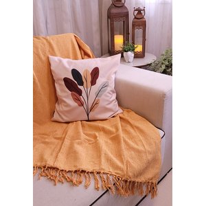 Manta Xale para sofá e cama 1,50x2,20m LARANJA MESCLA tear decorativa protetora