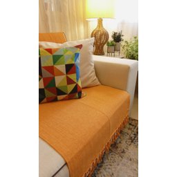 Manta Xale para sofá e cama 1,50x2,20m LARANJA MESCLA tear decorativa protetora - 3