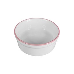 Kit Comedouro e Bebedouro de Porcelana 300ml Borda Rosa - 2