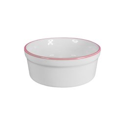 Kit Comedouro e Bebedouro de Porcelana 300ml Borda Rosa - 3