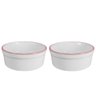 Kit Comedouro e Bebedouro de Porcelana 300ml Borda Rosa - 1