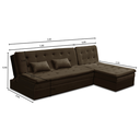 Ver imagem 2 de Sofá Cama King 5 Lug 2,70m Alexa Suede Marrom