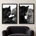 Ver imagem 1 de Kit 2 Quadros para Quarto de Casal - Pantera e Onça 45x34cm - com Vidro:moldura Preta