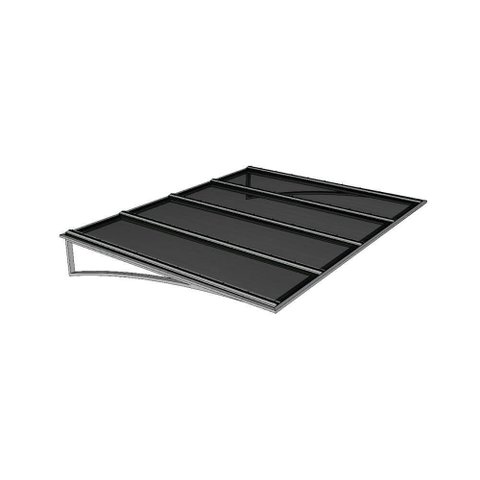Toldo Fixo Policarbonato Alveolar Fume - 2,50m X 1,00m - Estrutura Branca