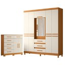 Ver imagem 1 de Guarda Roupa Casal New Fusion 10 Portas e Cômoda Xangai Cinamomo Off White - Móveis Albatroz