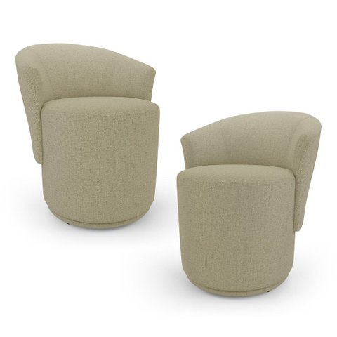 Kit 02 Poltronas Orgânicas Living Mavi Fixa Linho Bege - Desk Design