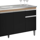 Ver imagem 3 de Balcão Gabinete de Pia para Cozinha sem Tampo 150cm Tatiane Amêndoa/preto- Mabe Magazine