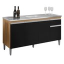 Ver imagem 2 de Balcão Gabinete de Pia para Cozinha sem Tampo 150cm Tatiane Amêndoa/preto- Mabe Magazine