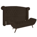 Ver imagem 1 de Kit Cabeceira Estofada Box Queen Valencia e Recamier Veneza 160 Cm Tca 942 - Veludo Marrom