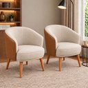 Ver imagem 1 de Kit 2 Poltronas Decorativa Linho Premium Base Madeira Maciça Luiza