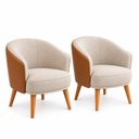 Ver imagem 2 de Kit 2 Poltronas Decorativa Linho Premium Base Madeira Maciça Luiza