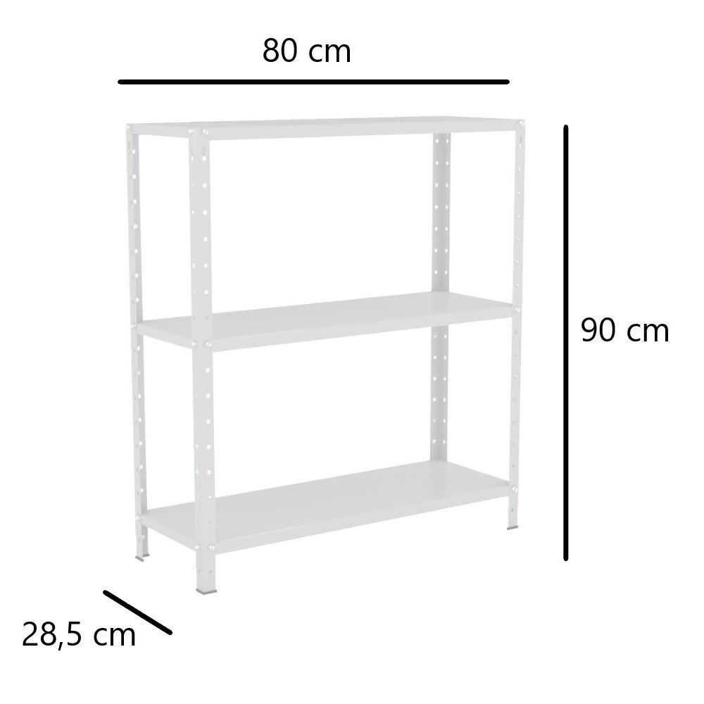 Estante Aço 3 Prateleiras Livros Cozinha Quarto Eaf007 Branco - 3