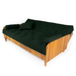 Sofá Cama Paris Ripado Sarja Verde Militar Madeira Nobre - 3