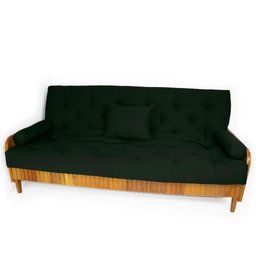 Sofá Cama Paris Ripado Sarja Verde Militar Madeira Nobre - 5