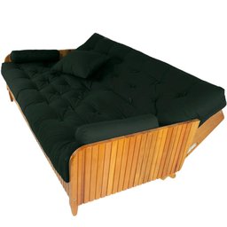 Sofá Cama Paris Ripado Sarja Verde Militar Madeira Nobre - 4