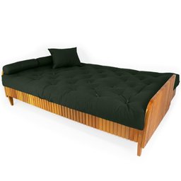 Sofá Cama Paris Ripado Sarja Verde Militar Madeira Nobre - 2