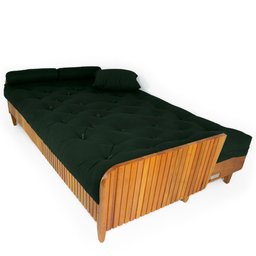 Sofá Cama Paris Ripado Sarja Verde Militar Madeira Nobre - 6