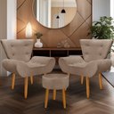 Ver imagem 1 de Kit 2 Poltrona Emilia +puff Redondo Decorativo:capuccino