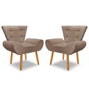 Ver imagem 2 de Kit 2 Poltrona Emilia +puff Redondo Decorativo:capuccino