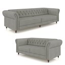 Ver imagem 2 de Conjunto de Sofá Sala de Estar Stanford Chesterfield 2 e 3 Lugares 180cm/240cm Pés Madeira Couro Cin