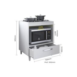 Balcão para Cooktop Jade 4 Bocas para Cozinha Compacta 1 Gaveta Multiuso Organizador - 4