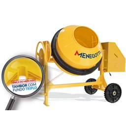 Betoneira 400l Pro com Motor Monofásico 2cv 110v 60hz 4p com Roda Maciça Menegotti - 3