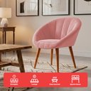 Ver imagem 2 de Kit 4 Poltrona Sala Decorativa Sofia Veludo Bege Pés Palito Castanho - Arkell