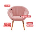 Ver imagem 5 de Kit 4 Poltrona Sala Decorativa Sofia Veludo Bege Pés Palito Castanho - Arkell