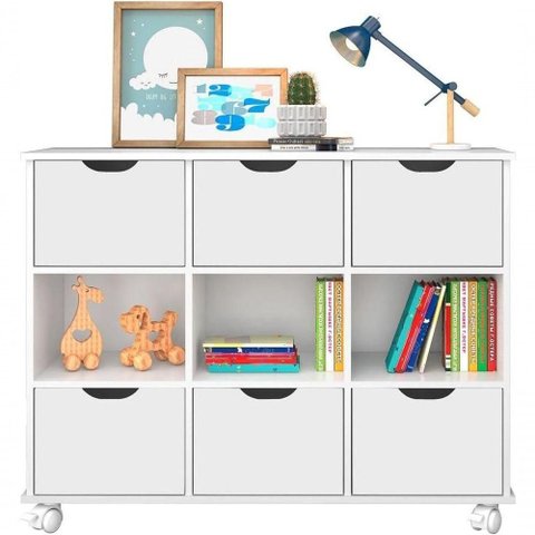 Nicho Estante Portland 6 Gavetas MDP 108cm Branco Casah