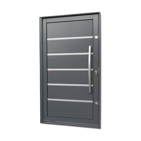 Porta Pivotante Alumínio Lambril Premium c/Pux.Dir. Elite Cinza 240x150 Brimak