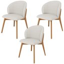Ver imagem 1 de Kit 03 Cadeiras de Jantar e Estar Living Estofada Mia L02 Bouclê Cru - Lyam Decor