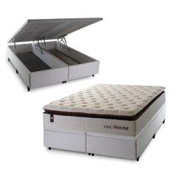 Conjunto Box Baú Super King New York Branco 193x203x80 c/ Molas Ensacadas - 2