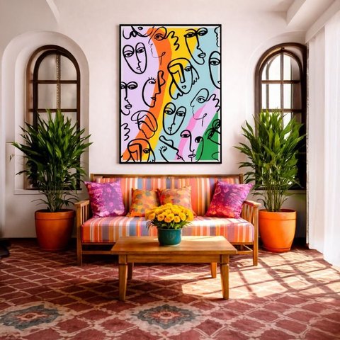 Quadro Canvas Picasso Frame Posters 40x30cm Mold Preta