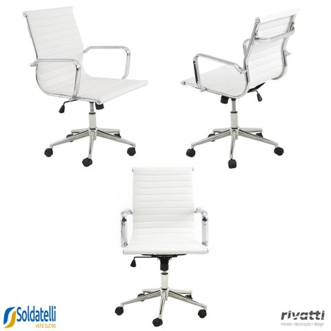 Kit 3 Cadeiras Office Sevilha Pu Baixa Várias Cores - Rivatti