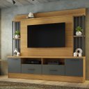 Ver imagem 2 de Estante Home para TV até 65 Polegadas 2 Portas 2 Gavetas Afeto JCM Movelaria Freijó/Grafite
