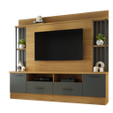Ver imagem 1 de Estante Home para TV até 65 Polegadas 2 Portas 2 Gavetas Afeto JCM Movelaria Freijó/Grafite