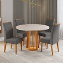 Ver imagem 1 de Conjunto Sala de Jantar 4 Lugares Redondo Tampo de MDF Morgan Yescasa Cinza/Mel/Blonde