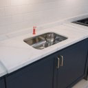 Ver imagem 2 de Pia Cozinha Mármore Branco 120cm Cuba Rasa Acabamento Simple: Branco