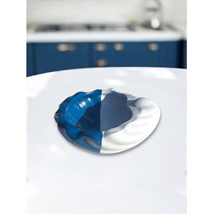 Concha Branca e Azul em Cerâmica 15 Cm