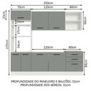 Ver imagem 4 de Armário de Cozinha Completa 250cm Branco/Cinza Agata Madesa 01