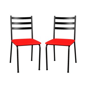 Kit 2 Cadeiras para Mesa de Jantar Cozinha Assento Estofado Isa Vermelha