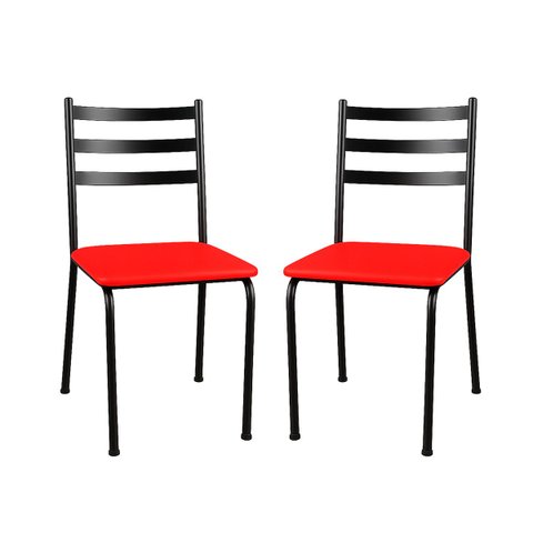 Kit 2 Cadeiras para Mesa de Jantar Cozinha Assento Estofado Isa Vermelha
