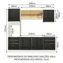 Ver imagem 4 de Armário de Cozinha Completa 240cm Branco/Preto Lux Madesa 02
