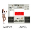Ver imagem 6 de Armário de Cozinha Completa 240cm Branco/Preto Lux Madesa 02