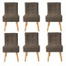 Kit 6 Cadeiras Sala de Jantar Estofada Liz Suede Marrom - Twdecora - 1